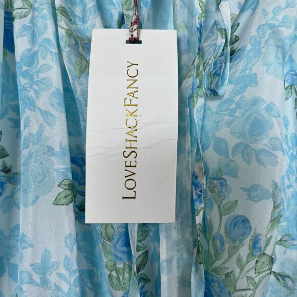 NWT LoveShackFancy popover silk mini dress rainbow cloud Gorgeous Floral Small - Picture 4 of 11